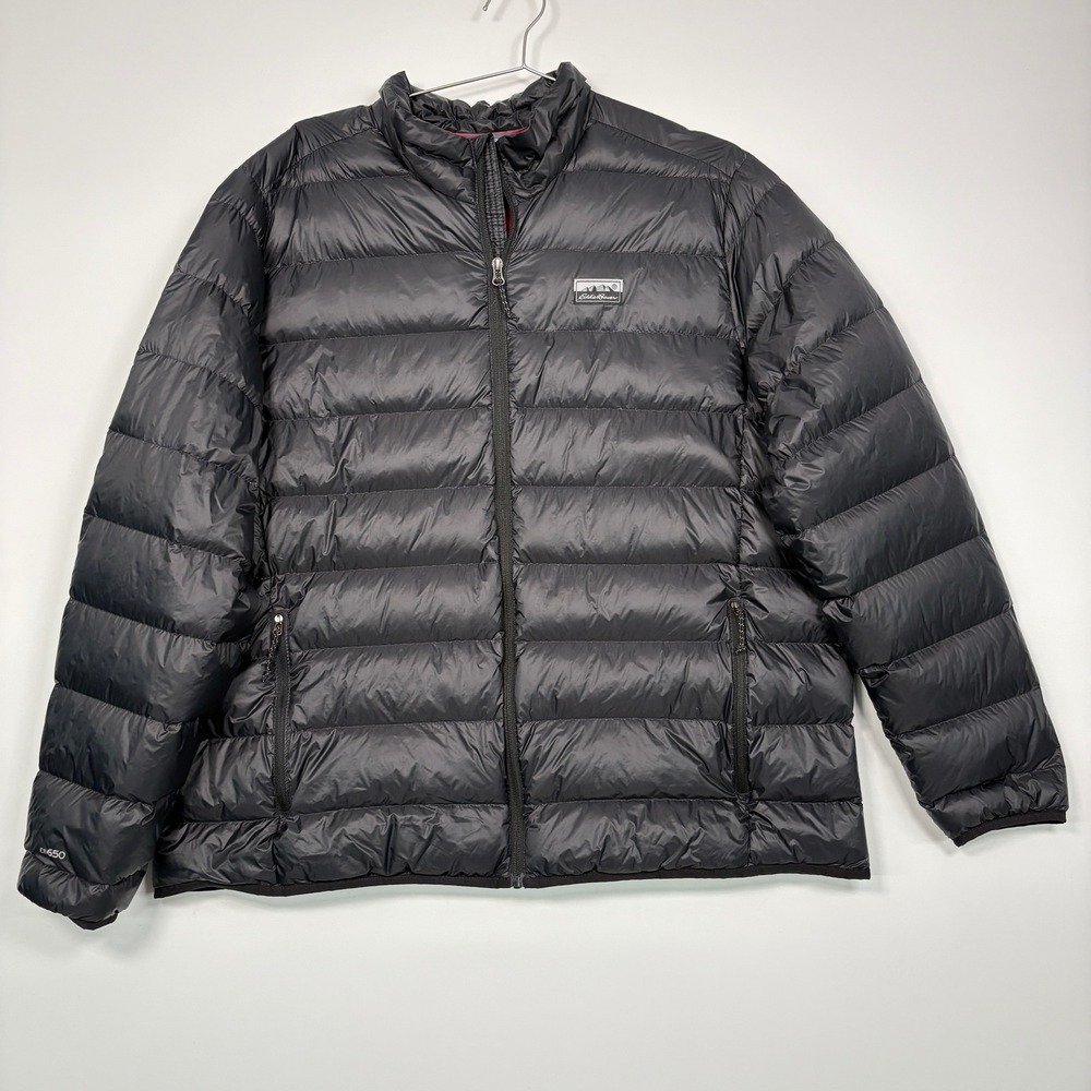Eddie Bauer Mens Puffer Jacket XXL Black EB650 Down Insulated Quilted EB001435
